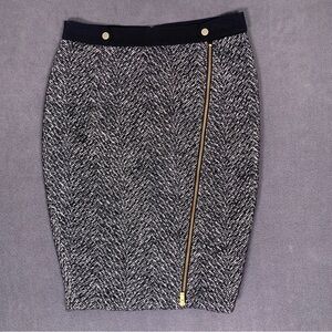 Jordan Louis Skirt 4 Tweed Herringbone Pencil Zippers Lined Sexy Office Siren
